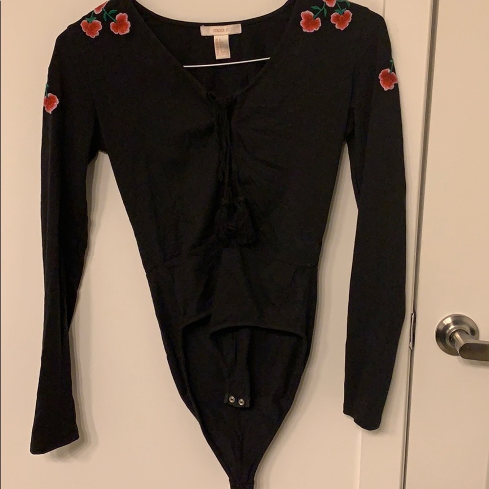 Black leotard with roses